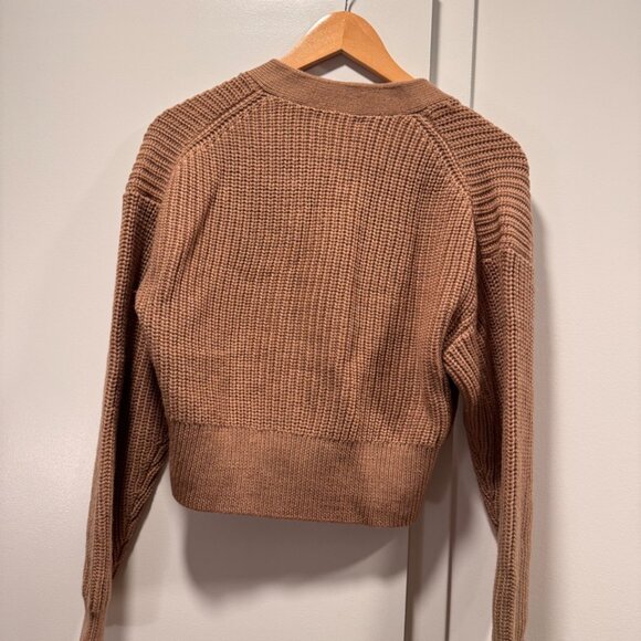 Aritizia Babaton Merino Wool V-neck Cardigan - Size XS, Heather Gold Camel - Picture 3 of 3